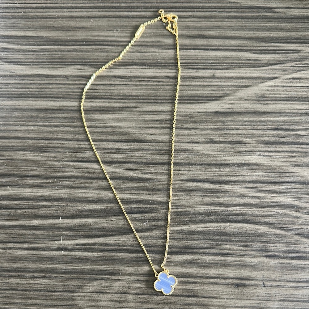 Gold Necklace with Blue Pendant